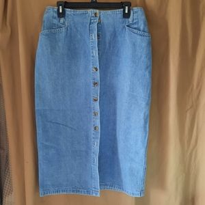 Vintage Gloria Vanderbilt Button Down Denim Skirt sz 14